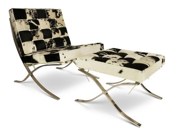 Chaise et ottoman Barcelona - Noir & blanc
