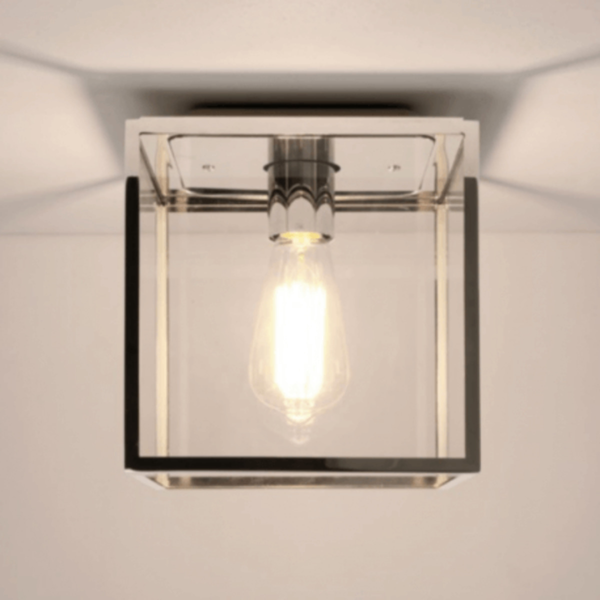 Plafonnier extérieur Box transparent L20 cm IP23 - Nickel