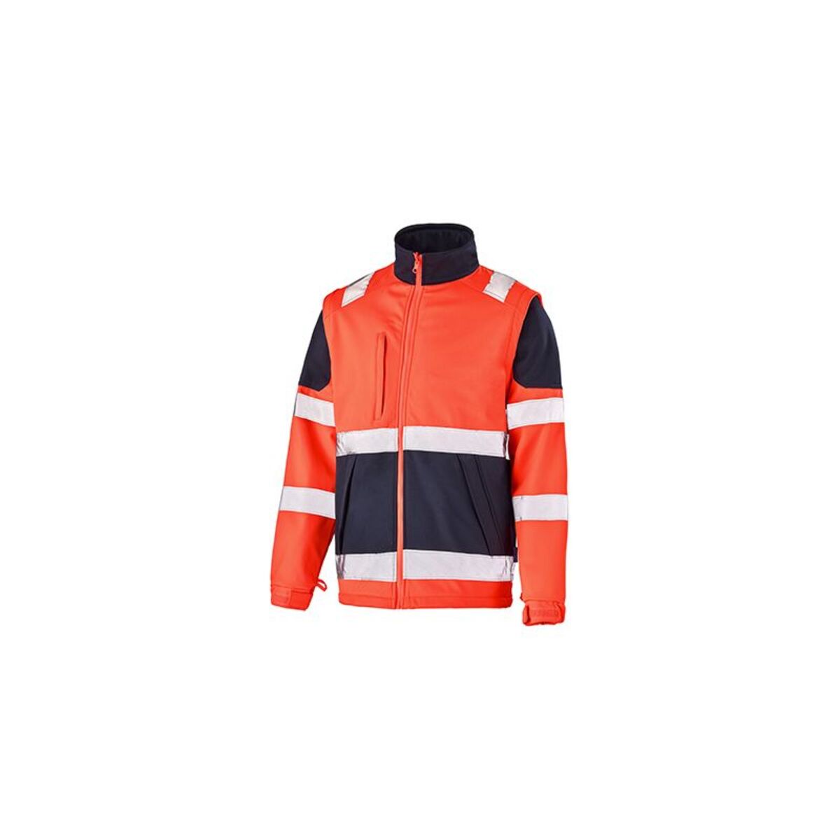 Softshell Haute Visibilite Ekinox A Manche Amovible Rouge Marine Cepovett