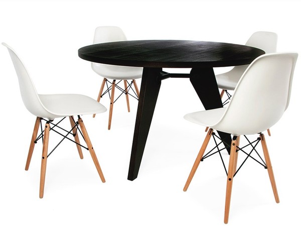 Table Prouvé ronde et 4 chaises