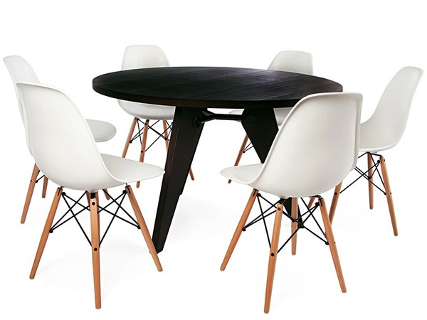 Table Prouvé ronde et 6 chaises
